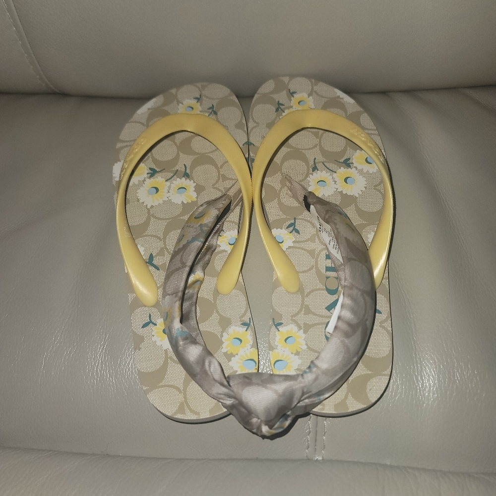 Coach flip flops and headband